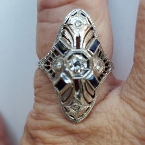 Art Deco circa 1920's platinum diamond cocktail ring